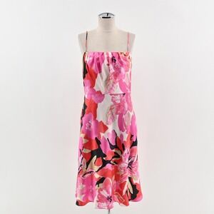 Banana Republic Silk Floral Dress Size 4‎ Pink Romantic Spaghetti Strap A Line